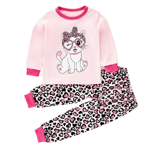GXWEA Girls Clothes Size 8 Summer Pajamas Toddler Girl Two-Piece Pajama Set For Boys & Girls, Toddler Pajamas For Kids Pink 3-4 Years