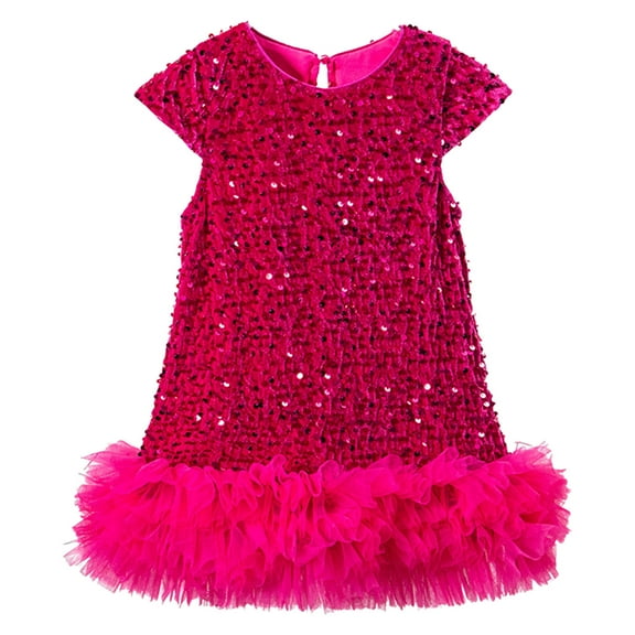 GXWEA Girls Dress Girl Party Dress Toddler Girls Sequin Dress A-Line Sparkly Sleeveless Wedding Gown Party Dresses For Girls 6-7 Years