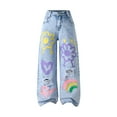 thumbnail image 1 of GXWEA Girls Fashion Kids Cargo Pants Girls Jeans Pants Wide Leg/Flare/Skinny Denim Pant High Waist Elastic Band Casual With Pockets Kids 10-11 Years, 1 of 7