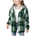 thumbnail image 1 of GXWEA Girls Flannel Shirt Winter Clothes For Girls Girls Cute Flannel Plaid Button Down Top With Pockets Long Sleeve Hooded Jacket 6-7 Years, 1 of 5