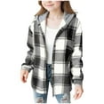 thumbnail image 1 of GXWEA Girls Jackets Girls Long Sleeve Shirts Size 7-8 Girls Flannel Fall Winter Plaid Jacket Casual Long Sleeve Button Down Fashion Coat 8-9 Years, 1 of 5