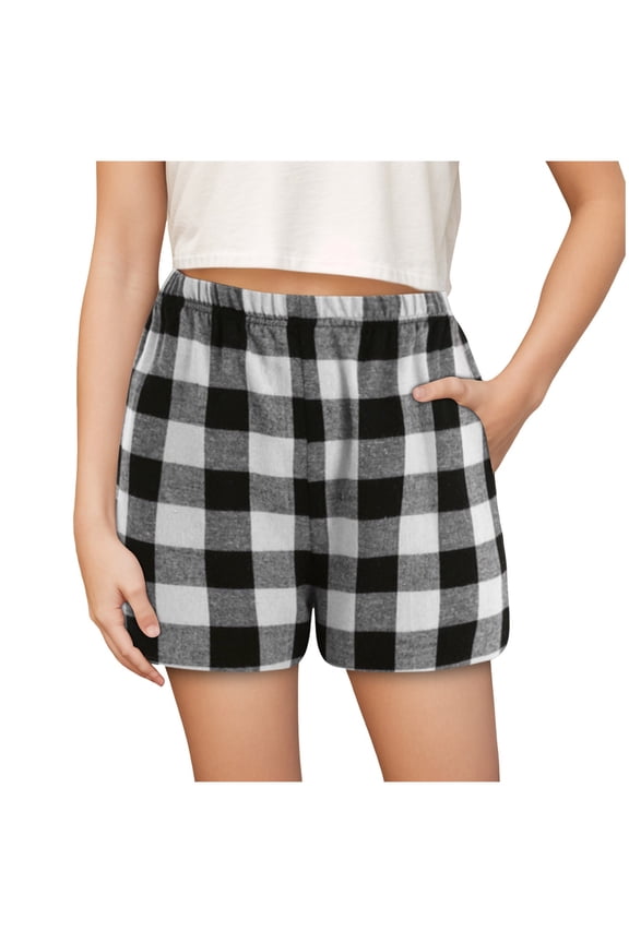 Girls Pajamas Size 10-12 Girls Pajamas Girls Pajamas Shorts Casual Summer Lounge Sleep Pj Plaid Shorts Beach Bottoms White 12-13 Years