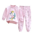 thumbnail image 1 of GXWEA Girls Pajamas Size 6 Toddler Pajamas 3T Little & Big Girls Cotton Pajama 2-Piece Long Pants Summer Pj Set Light Pink 4-5 Years, 1 of 3