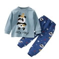 thumbnail image 1 of GXWEA Girls Pjs Toddler Pajamas Little & Big Girls Cotton Pajama 2-Piece Long Pants Summer Pj Set Dark Blue 4-5 Years, 1 of 3