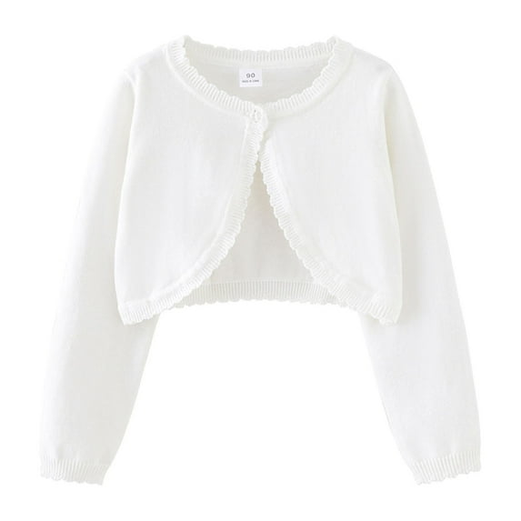 GXWEA Girls Shrug Kids Shawl Girls Long Sleeve Sparkle Cardigan Childrens Kids Bolero Shrug White 7-8 Years