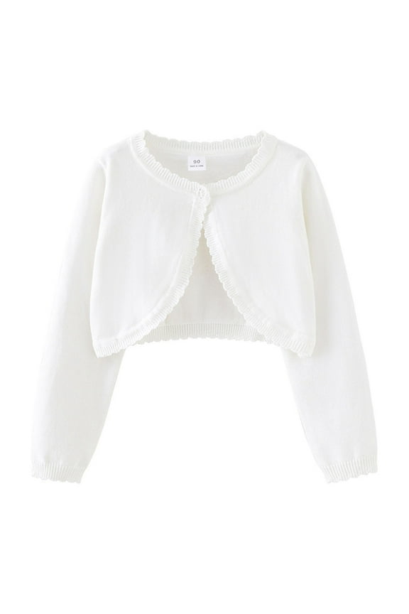 Girls' Sweaters Girls Open Front Bolero Shrug Kids Long Sleeve Cropped Cardigan Knit Sweater