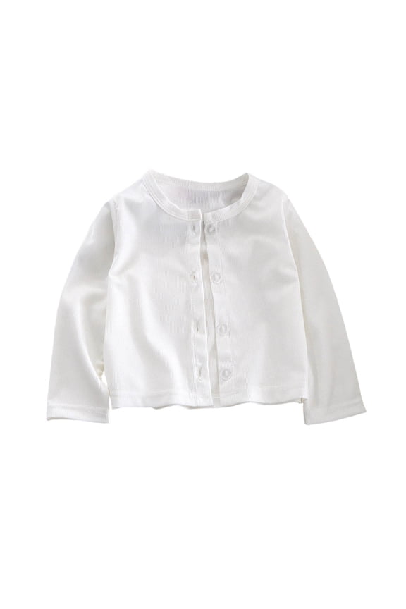 Girls' Sweaters Infant Girls Knit Cardigan Elastic Rib Cuffs All Season Wedding Layering Jacket For Toddlers(6-12 Months,White)