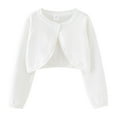 thumbnail image 1 of GXWEA Girls' Sweaters Toddler Girls Short Cardigan Sweater Single Button Ruffle Neck Daily Wear(13-14 Years,White), 1 of 6