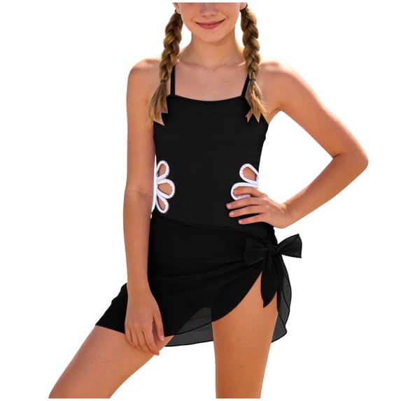 GXWEA Girls Swimsuits Swim Suit For Girls 10-12 Girls Swimsuit One Piece Swimsuits Solid Bathing Suit For Girls Full Coverage Modest Padded Swimwear