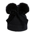 thumbnail image 1 of GXWEA Girls Winter Hats Girl Winter Hat Baby Winter Beanie Hat With Bow, Double Pom Pom Beanies Cap, Warm Toddler Boys Girls Knit Hats E15 HAT Black 6-36 Months, 1 of 4