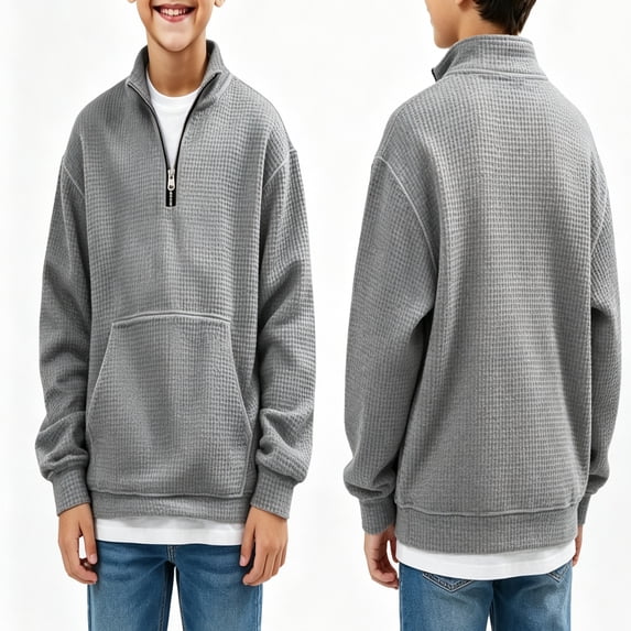 GXWEA Hoodies for Teen Boys Half Zip Long Sleeve Trendy Pullover Kids Sweatshirt