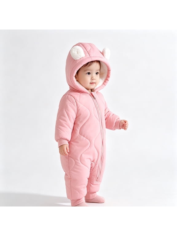 Infant Boy Clothes Newborn Clothes Bear Ear Fleece Lined Baby Romper