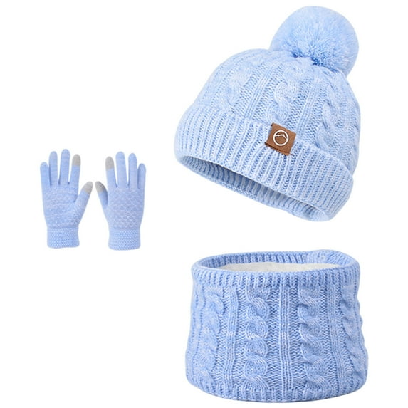 GXWEA Kids Beanie Toddler Beanie Kids Winter Hat Gloves Scarf Set Girls, Children Beanies Hats With Pom Pom Warm For Girls Boys 4-10 Years 4PCS
