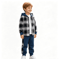 thumbnail image 1 of GXWEA Kids Boys Plaid Shirt Tops Pants Set Hoodie Sweatsuit for Winter Outfits, 1 of 9