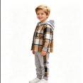 thumbnail image 1 of GXWEA Kids Boys Plaid Shirt Tops Pants Set Hoodie Sweatsuit for Winter Outfits, 1 of 9