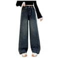 thumbnail image 1 of GXWEA Kids Clothes Girls Girls Jeans Size 7 Girls Jeans Pants Wide Leg/Skinny Denim Pant High Waist Elastic Band Casual With Pockets Kids, 1 of 9