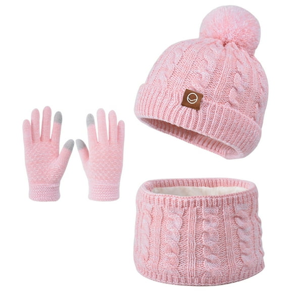 GXWEA Kids Hat And Gloves Set Boys Hat And Glove Set Kids Winter Hat Gloves Scarf Set Girls, Children Beanies Hats With Pom Pom Warm For Girls Boys 4-10 Years 4PCS