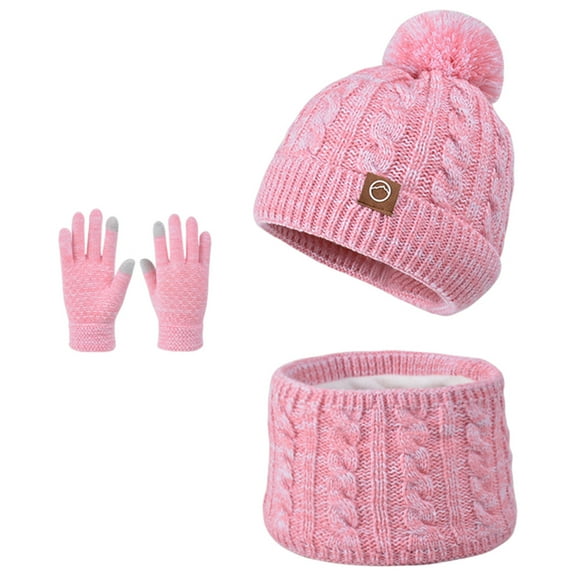 GXWEA Kids Winter Hat Boys Winter Hat Kids Winter Hat Gloves Scarf Set Girls, Children Beanies Hats With Pom Pom Warm For Girls Boys 4-10 Years 4PCS