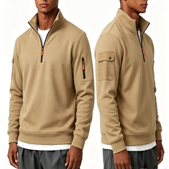 GXWEA Men's Quarter Zip Sweater Casual Lightweight Knit Pullover Sweater