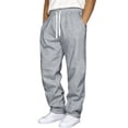 thumbnail image 1 of GXWEA Men's Sweatpants Men High Waist Solid Straight Sweat Pants Elastic Drawstring Windproof Spring Loose Knit Trousers（Light Gray，XXL）, 1 of 7