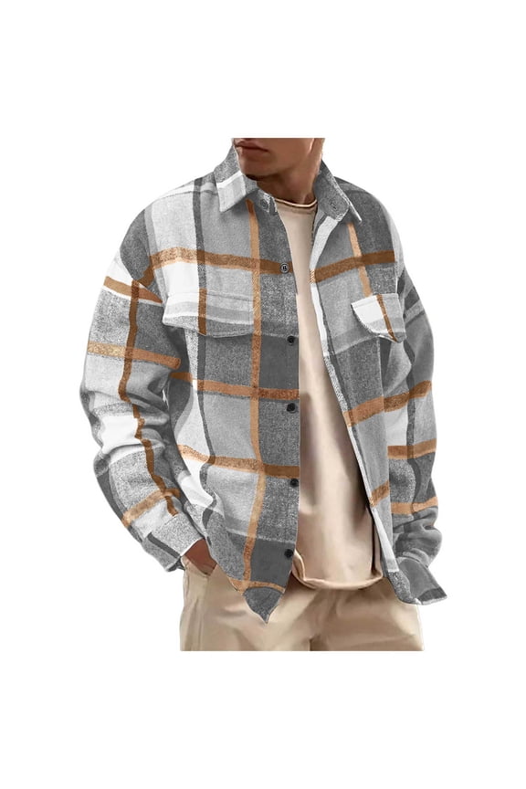 Mens Casual Shirts Men Shirts Casual Mens Flannel Shirts Long Sleeve Lightweight Plaid Shirt Casual Button Down Shirts Jacket XXL