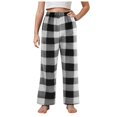 thumbnail image 1 of GXWEA Pajama Pants Boys Boys' Buffalo Plaid Fleece Lounge Pants, Cozy Elastic Waist Loungewear for Sleep and Casual Days(15-16 Years,Black), 1 of 9