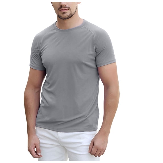 GXWEA Polyester Spandex Shirts For Men White Athletic Shirt Men Athletic Shirts For Men Short Sleeve Quick Dry Workout Running Gym Sport Exercise Tee Moisture Wicking Grey M