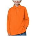 thumbnail image 1 of GXWEA School Shirts For Boys Kids Boys Solid Color Polo Shirt Long Sleeve Classic Collar Soft Fabric for Active Daily Activities（5-6 Years，Orange）, 1 of 5