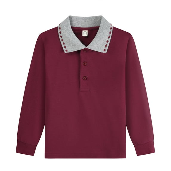 GXWEA Shirts For Boys Kids Polo Shirts Boys Polo School Uniform Shirt With Long Sleeves For Boys And Girls 3-4 Years