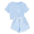 thumbnail image 1 of GXWEA Shirts For Girls 10-12 5T Girls Clothes Toddler Girl Clothes 2025 Summer Toddler Girls Short Sleeve Shorts Sweatsuit Outfits 7-8 Years Sky Blue, 1 of 5