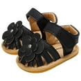 thumbnail image 1 of GXWEA Shoes For Girls Baby Sandals Size 4 Baby Toddler Girls Pu Leather Soft Open Toe Summer Sandals Flower Princess Flat Shoes Black 18-24 Months, 1 of 5