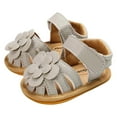 thumbnail image 1 of GXWEA Shoes Girl Shoes Baby Toddler Girls Pu Leather Soft Open Toe Summer Sandals Flower Princess Flat Shoes Grey 6-12 Months, 1 of 5
