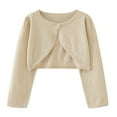 thumbnail image 1 of GXWEA Silver Bolero Toddler Cardigan 4T Girls Open Front Shrug Cardigan Kids Children Knit Long Sleeve Bolero With Button Closure Khaki 3-4 Years, 1 of 2