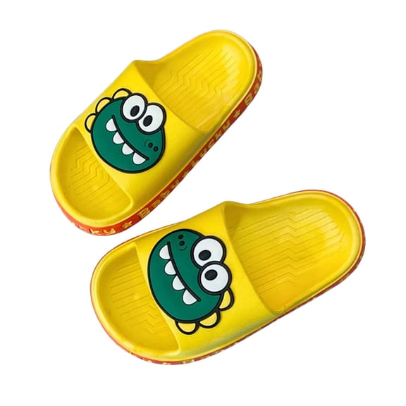 GXWEA Girls Sandals Slides For Boys Slides For Kids, Toddler Slippers Shower Bathroom Non-Slip Open Toe Boys Girls Slide Sandals For Indoor Outdoor Shoes 3.5-4 Years Yellow