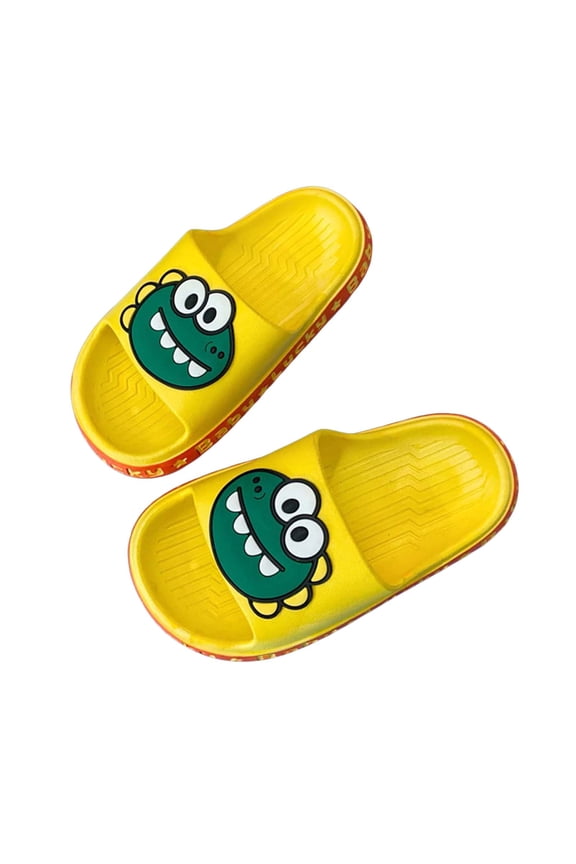 Girls Sandals Slides For Boys Slides For Kids, Toddler Slippers Shower Bathroom Non-Slip Open Toe Boys Girls Slide Sandals For Indoor Outdoor Shoes 3.5-4 Years Yellow