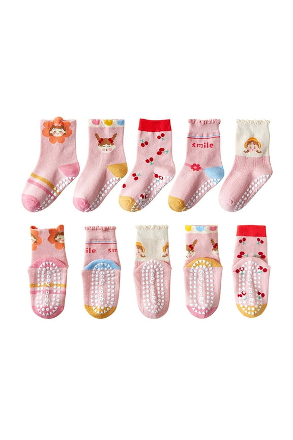 Socks For Toddler Boys Grip Socks For Kids Non Slip Grip Ankle Socks With Non Skid Soles For Toddlers Kids Boys Girls B 3-5 Years Multi Pcs