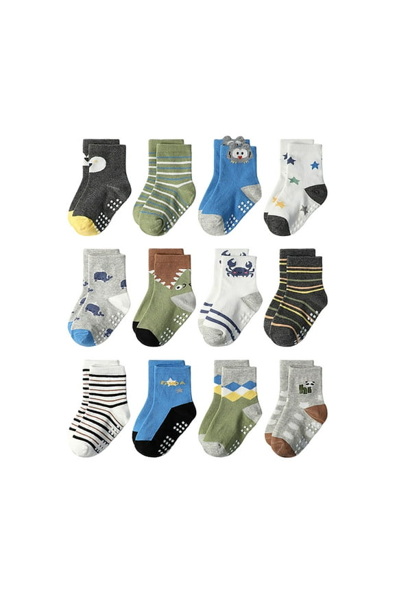 Socks Toddlers 2T-3T Boy Socks Toddler Grip Socks Non Slip Crew Cute Seamless Socks For Boys Girls Kids A 5-7 Years Multi Pcs