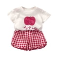 thumbnail image 1 of GXWEA Girls Comfortable Fruit Graphic T-Shirt Elastic Waist Plaid Shorts 6-7 Years, 1 of 4