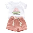 thumbnail image 1 of GXWEA Summer Toddler Girl Clothes Girl Clothes Size 6 Toddler Baby Girl Summer Clothes Short Sleeves T-Shirt Tops + Shorts Cute Outfits Set Pink 18-24 Months, 1 of 9