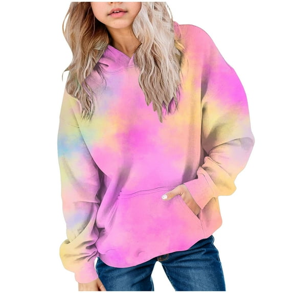 GXWEA Sweatshirts For Teen Girls Hoodies For Teens Cute Hoodies For Teen Girls Trendy Preppy Hooded Sweatshirts Oversized Long Sleeve Shirts Gradient Clothes For Girls Pink 5-6 Years