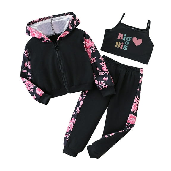 GXWEA Teenage Girl Clothes 6 Year Old Girl Clothes Kids Girls Clothes Stylish Tops And Pants Tank Clothing Sets 3 Piece Outfits 5-6 Years