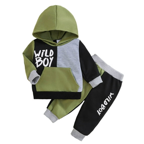 GXWEA Toddler Boy Clothes 3T Kids Winter Clothes Toddler Boy Clothes Color Blocking Hoodies + Pants Fall Winter Outfits 6-9 Months