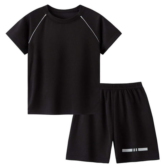 GXWEA Toddler Boy Clothes Size 8 Boys Clothes Boys Loose Athletic Short-Sleeve Shirt And Active Shorts Set 6-7 Years Black