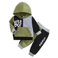 thumbnail image 1 of GXWEA Toddler Boy Fall Outfits Toddler Sweat Set Toddler Boy Fall Winter Clothes Color Block Long Sleeve Sweatshirt Pullover Tops + Joggers Pants Outfit Set 9-12 Months, 1 of 8