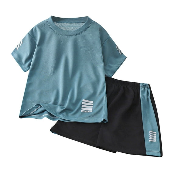 GXWEA Toddler Boy Outfit 4T Boys Clothes Boys Loose Athletic Short-Sleeve Shirt And Active Shorts Set Green 3-4 Years