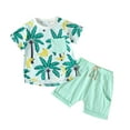 thumbnail image 1 of GXWEA Toddler Clothes Boys 2T Size 4T Boys Clothes Toddler Baby Boy Short Sleeve Shirt & Casual Shorts Set Summer Outfits Clothes Green 2-3 Years, 1 of 7