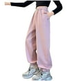 thumbnail image 1 of GXWEA Toddler Girl Pants Girls Sweatpants Girls Cargo Pants Elastic Waist Lightweight Outdoor Jogger Pants 4-5 Years Pink, 1 of 9