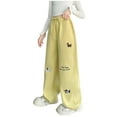 thumbnail image 1 of GXWEA Toddler Girl Pants Girls Wide Leg Sweatpants Girls High Waisted Pants Kids Wide Leg Pants Casual Trousers With Pockets 4-5 Years Yellow, 1 of 7