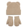 thumbnail image 1 of GXWEA Toddler Hat Toddler Bear Ear Knit Beanie Mitten Scarf Set Thick Warm 3 Piece Winter Accessory Kit, 1 of 8