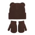 thumbnail image 1 of GXWEA Toddler Hat Toddler Bear Ear Knit Beanie Mitten Scarf Set Thick Warm 3 Piece Winter Accessory Kit, 1 of 8